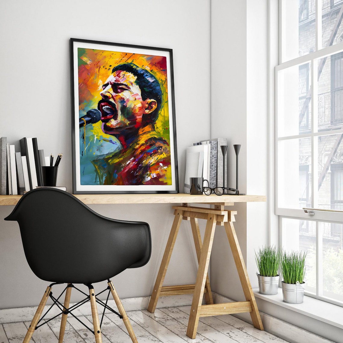 Freddie Mercury Fiery Singing Abstract Queen Rock Legend Poster - Image 3