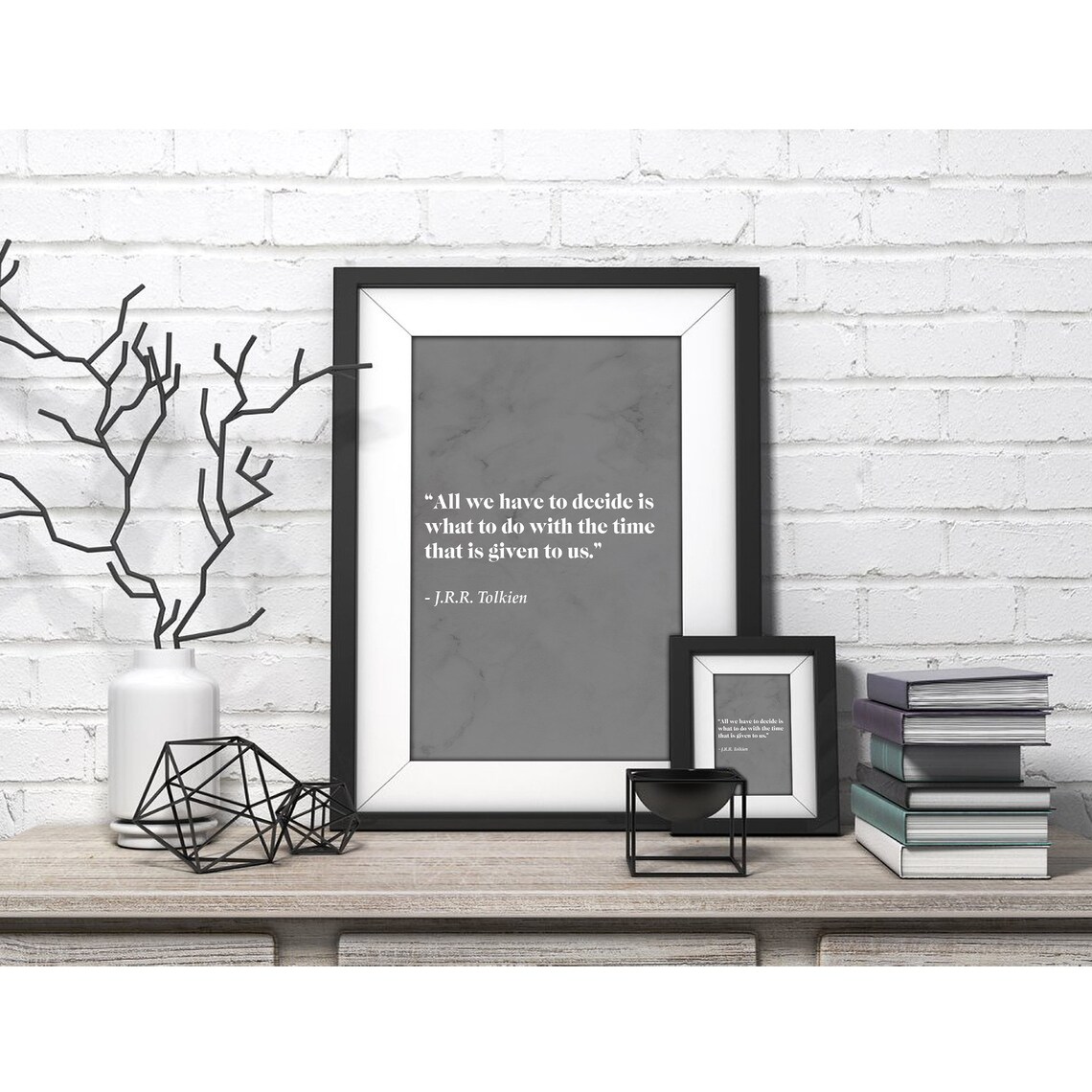 JRR Tolkien Time Quote Gray Marble Minimalist Literary Poster - Image 4