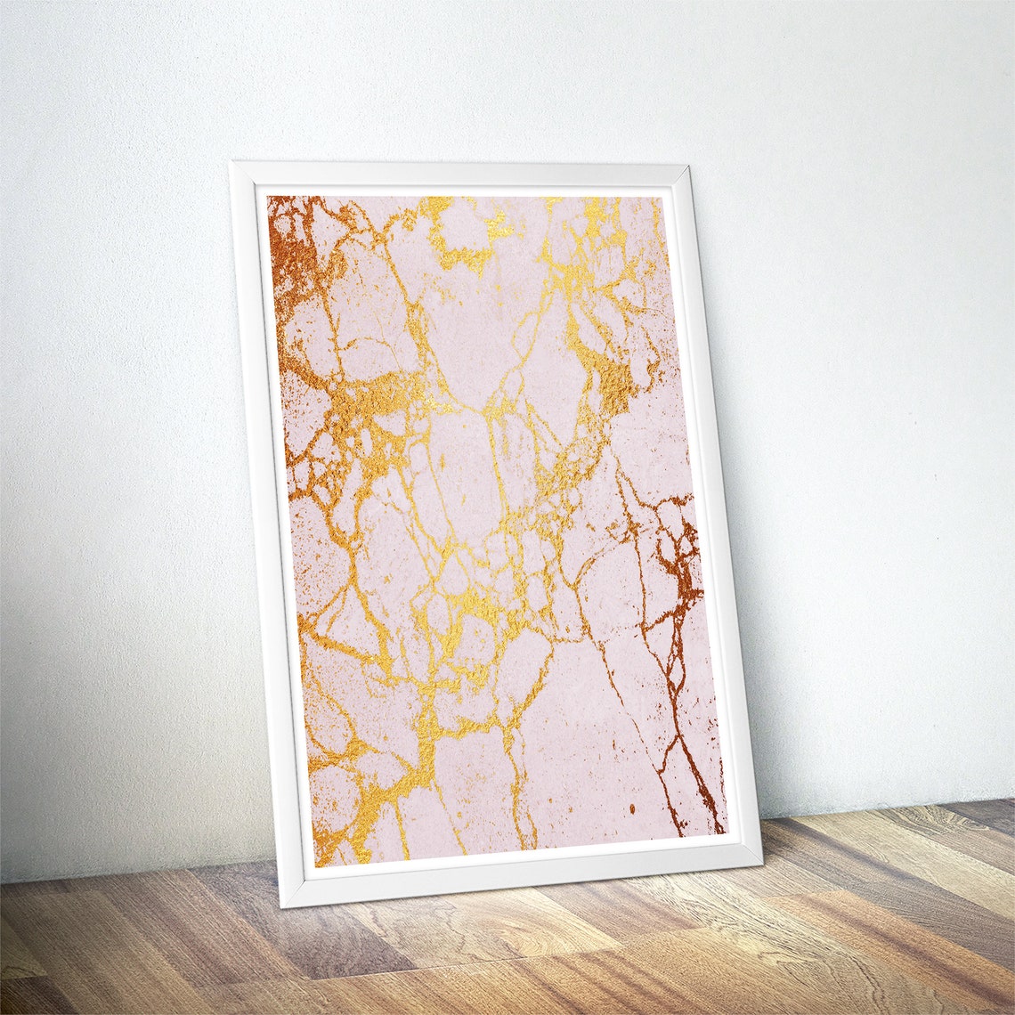 Blush Pink Marble Fine Gold Web Vein Delicate Glam Art Poster - Image 4