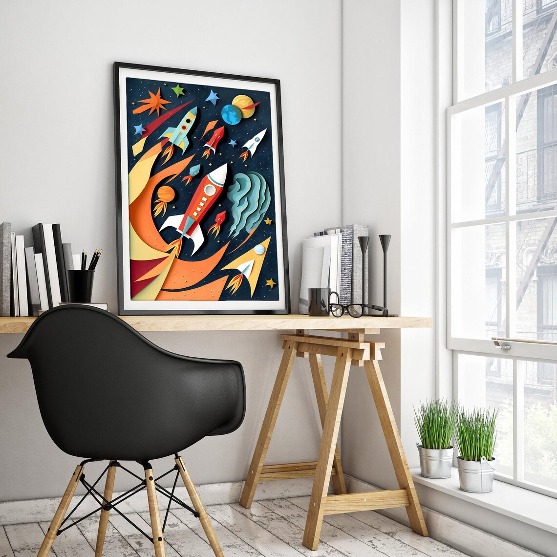 Rocket Print, Outer Space Nursery Art Print - Image 2