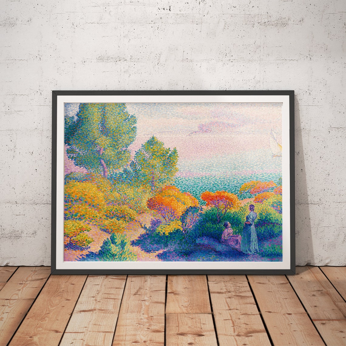 Henri-Edmond Cross Two Women by the Shore Neo-Impressionist Poster