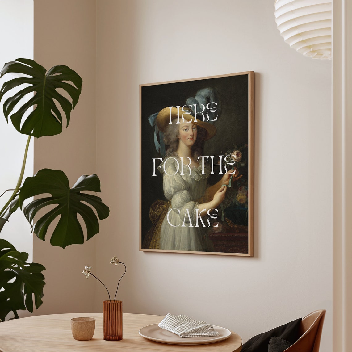 Here For The Cake Quote Print Funny Kitchen Wall Art Let Them Eat Cake Print Marie Antoinette Vintage Painting Dining Room Wall Decor - Image 3