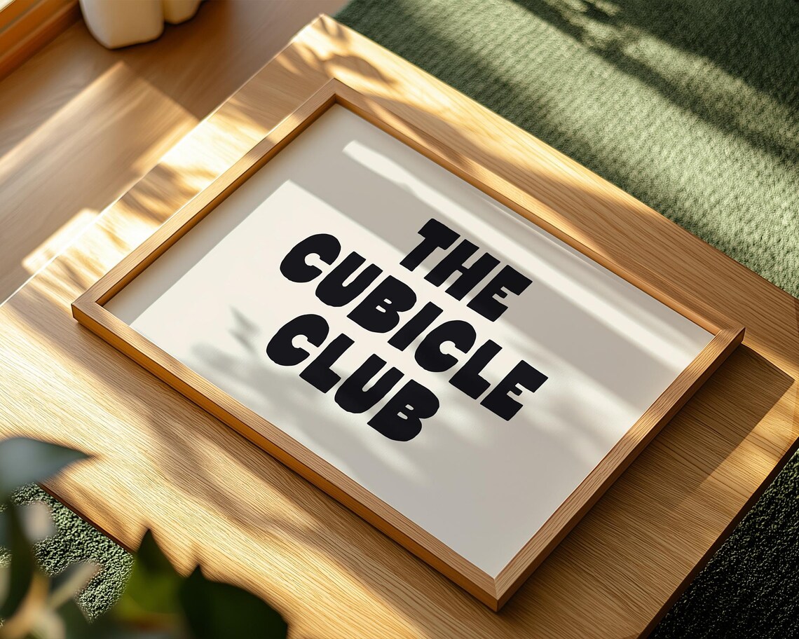 Cubicle Club Art Print Funny Office Wall Art For Men Or Women Trendy Funky Office Decor Black Beige Instant A260 - Image 4