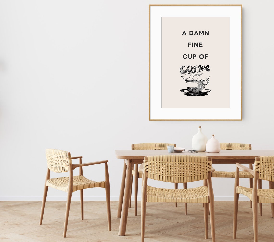 Coffee Art Print Kitchen Decor Wall Art Black And White Damn Fine Cup Of Coffee Poster - Image 2