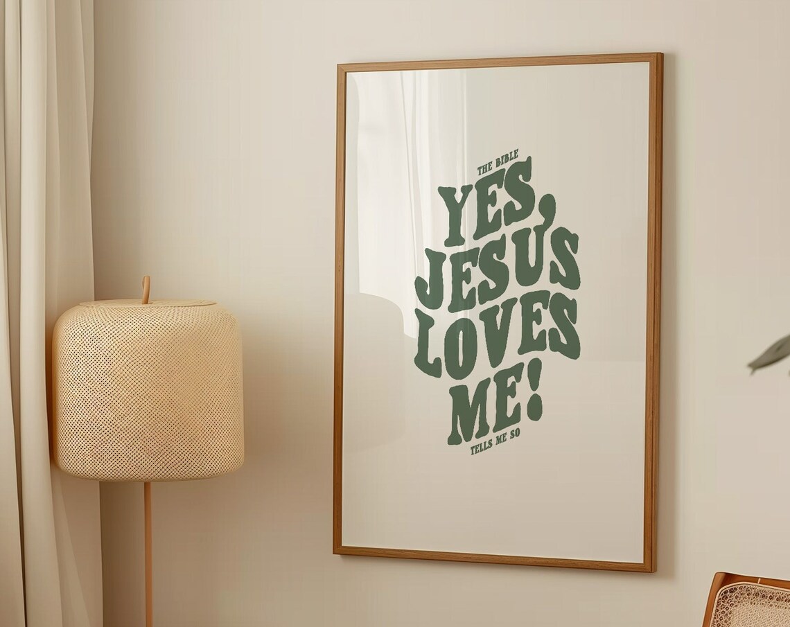 Jesus Loves Me Christian Quote Art Print, Minimalist