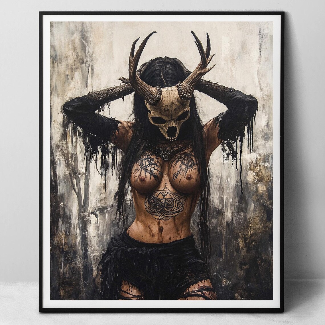 Norse Witch Art Print, Creepy Occult Goth Woman - Image 7