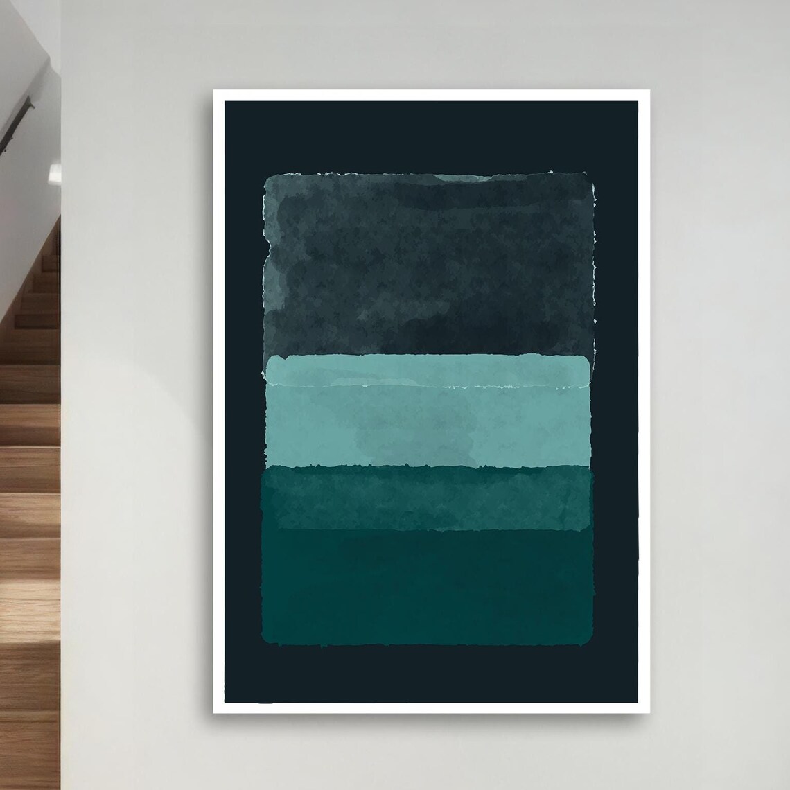 Rothko Style Teal Watercolor Color Field Abstract Minimalist Poster