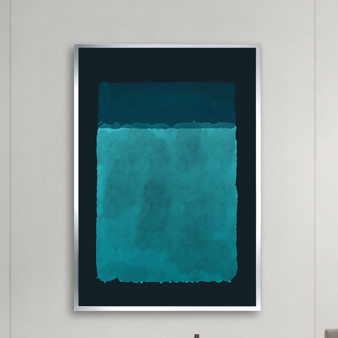 Rothko Style Teal Blue Watercolor Color Field Abstract Poster