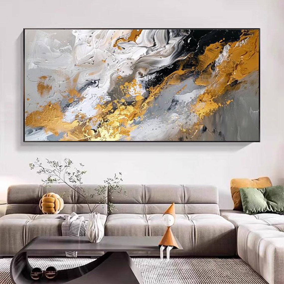 Elegant Gold and White Marble Swirl Minimalist Abstract Poster - Image 5