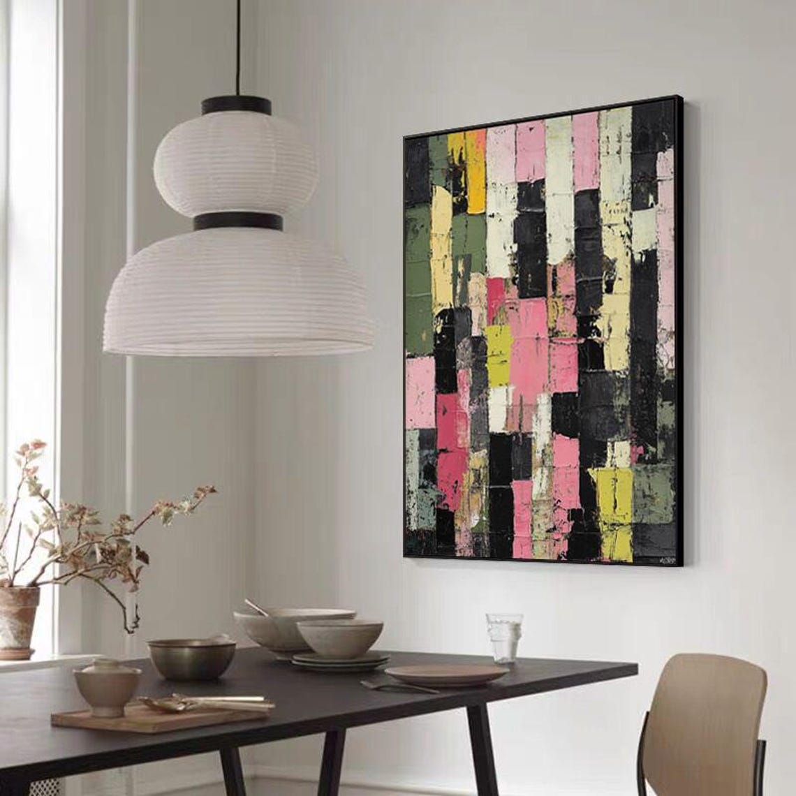 Bold Colorful Abstract 3D Blocks Textured Stripes Artwork Poster - Image 3