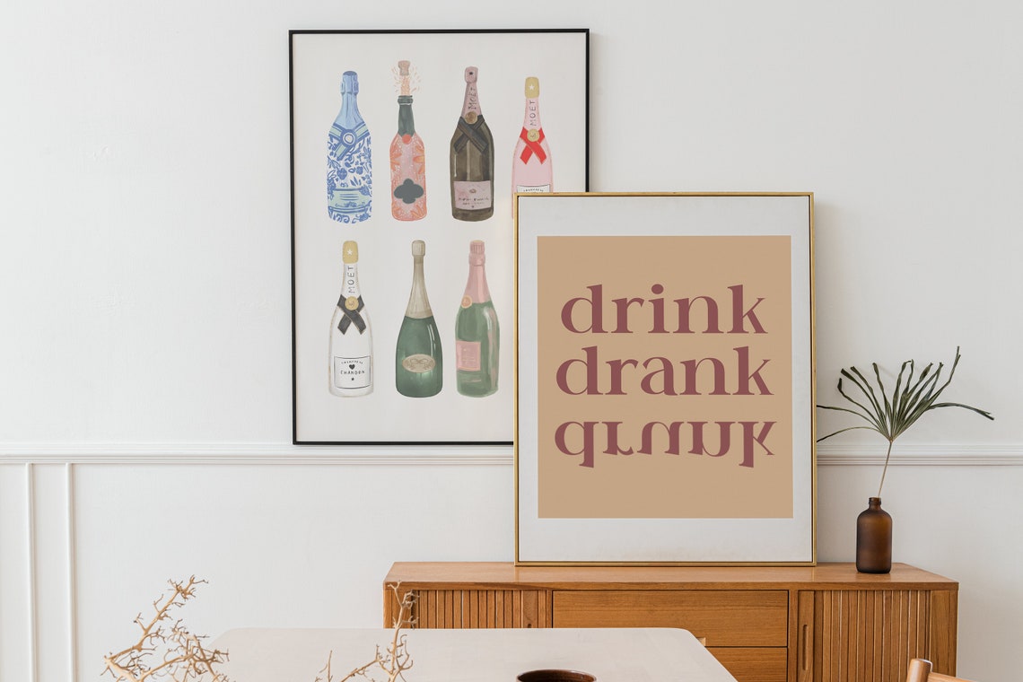 Drink Drank Drunk Funny Bar Cart Typographic Humor Quote Poster - Image 2