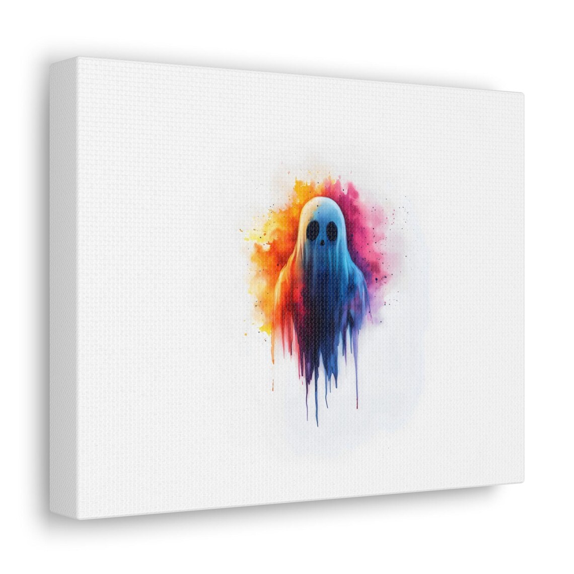 Cute Watercolor Ghost with Fiery Rainbow Drip Halloween Poster - Image 3