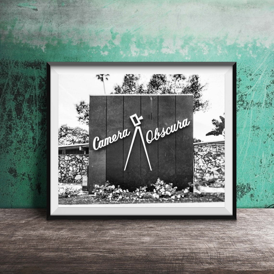 Camera Obscura Stone Wall Sign with Tripod Logo Photography Poster - Image 2