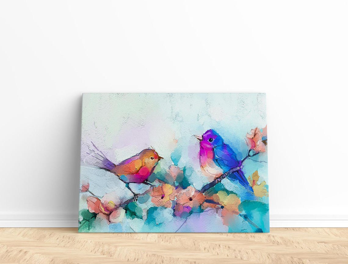 Watercolor Painting Of Birds Cheerful Wall Art Bird Print Colorful Art Colorful Bird Art Bird Lovers Gift Bird Painting