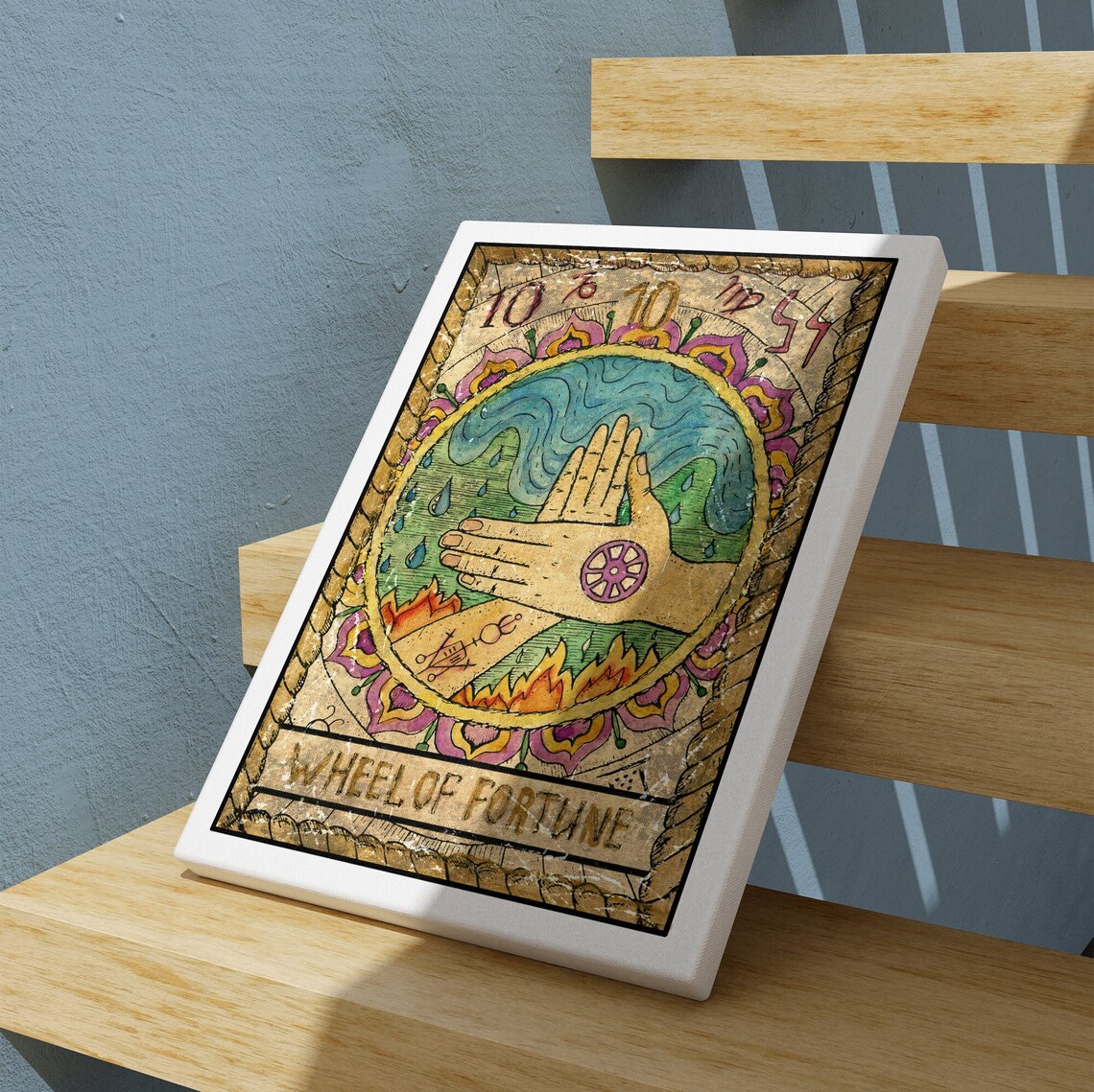 Wheel Of Fortune Tarot Card Art Print Tarot Card Print Tarot Card Tarot Card Wall Print Wheel Of Fortune Tarot Art - Image 3