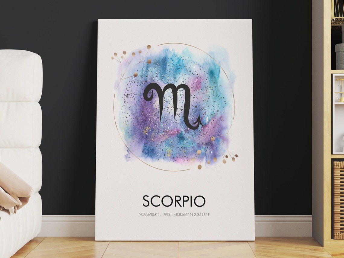 Scorpio Zodiac Sign Watercolor Galaxy Starry Constellation Art Poster