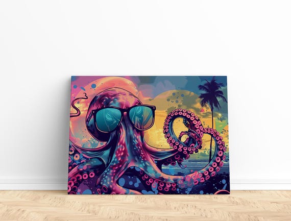 Octopus Graffiti Art Print Art For Men Neon Graffiti Art Print Mens Room Art Graffiti Art Synthwave Art Cool Art