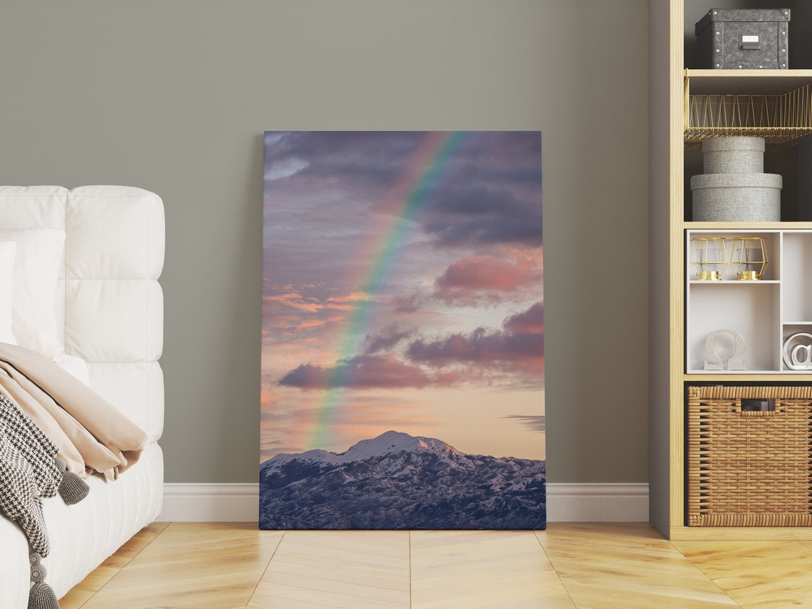 Rainbow Print Mountain Landscape Mountain Wall Art Feminine Wall Art Rainbow Mountain Print Calm Wall Art Prints Rainbow Print - Image 2