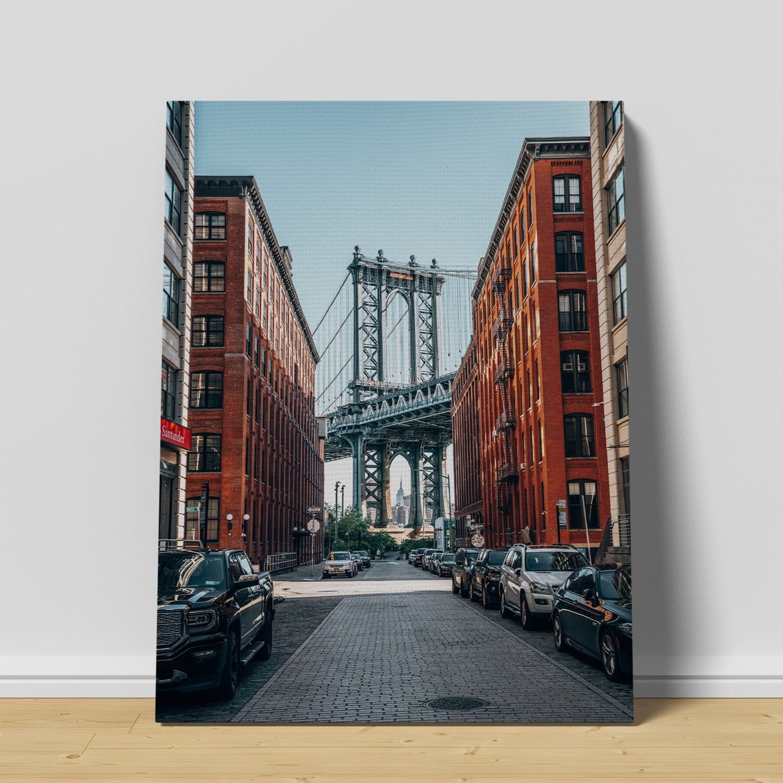 Manhattan Bridge Between Brick Buildings Brooklyn Street Photo Poster - Image 3