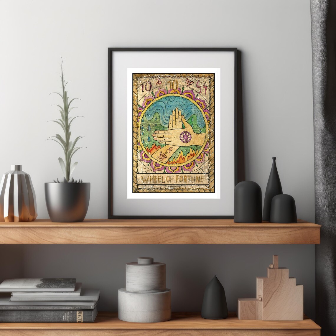 Wheel Of Fortune Tarot Card Wall Art Tarot Card Art Prints Witchy Wall Art Prints Spiritual Wall Art Good Luck Art Print Boho Wall Art - Image 3