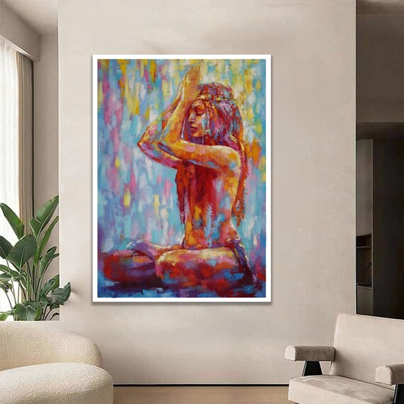 Colorful Praying Woman Meditation Abstract Expressionist Poster