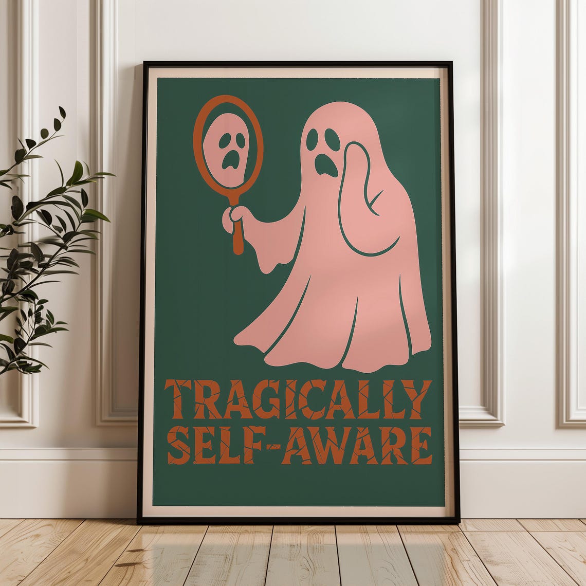 Tragically Selfaware Poster Retro Halloween Mental Health Humor