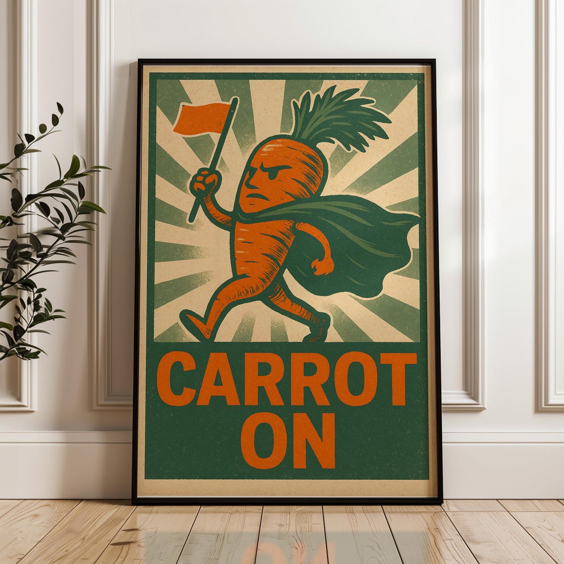 Carrot On Superhero Carrot Retro Motivational Kitchen Poster