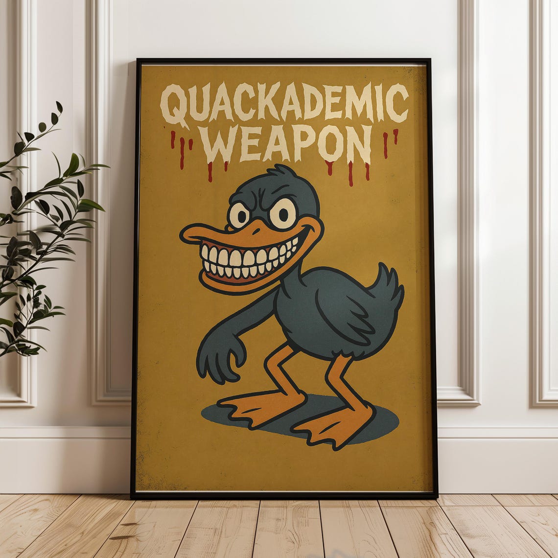 Creepy Duck Poster Funny Goosecore Pun Dark Humor Wall Art