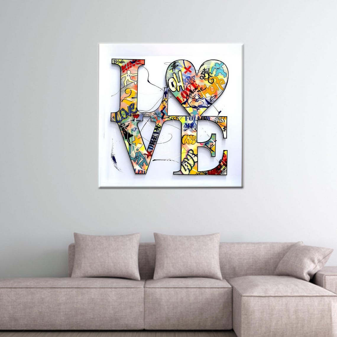 Love Wall Art Graffiti Printed Canvas Poster 3d Modern Print Personalized Baby Gift
