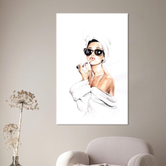 Audrey Hepburn Style Art Print, Classic Portrait