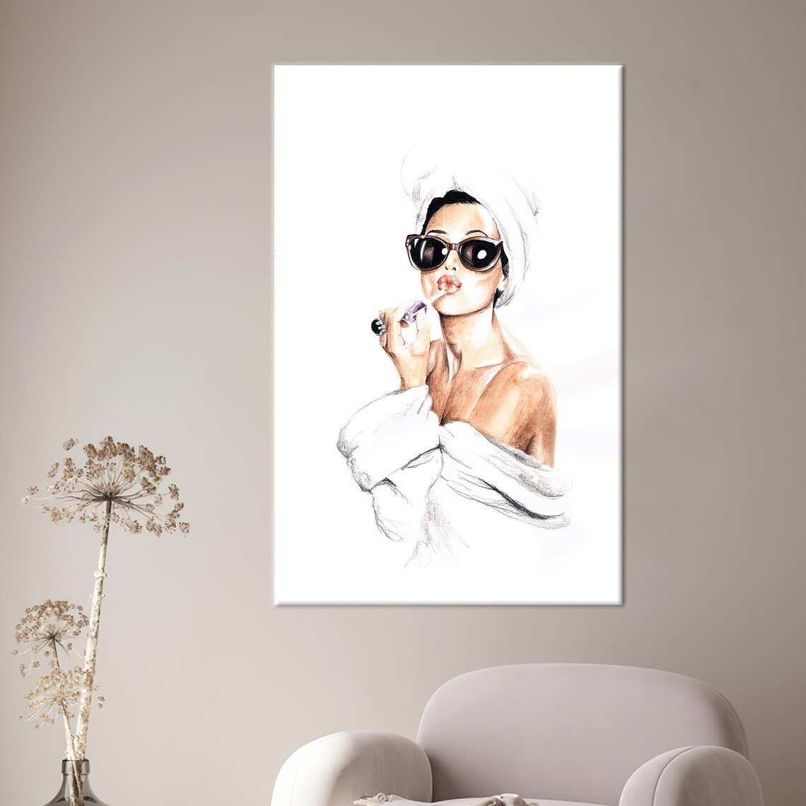 Audrey Hepburn Style Art Print, Classic Portrait