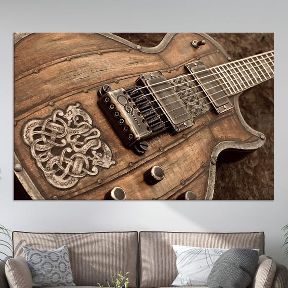 Instrument Canvas Guitarist Art Modern Printed Guitar Personalized Wedding Gift Decor