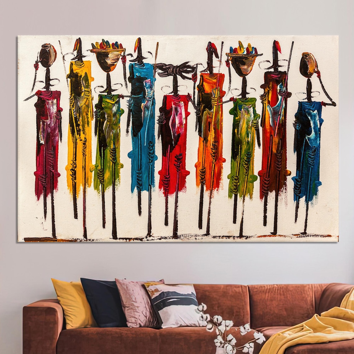 Masai People Abstract Boho Wall Art Print