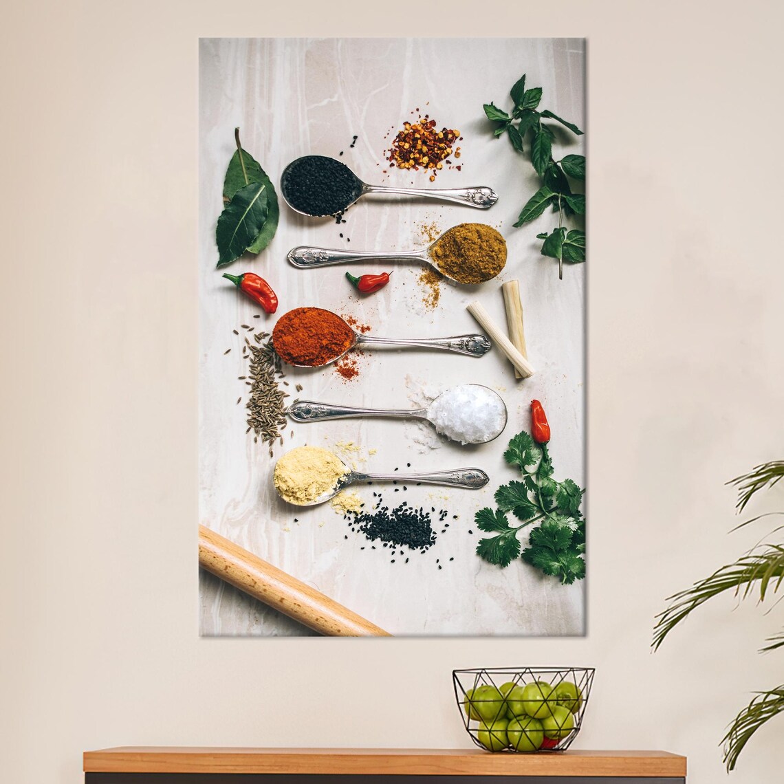 Kitchen Spice Spoons Colorful Seasonings Flat Lay Photography Art Poster