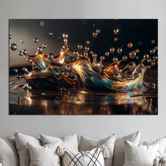 Water Drop Canvas Art Abstract Painting Modern Home Decor