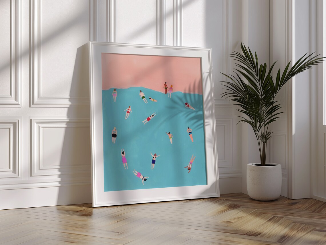 Ocean Swimmers Minimalist Travel Art Print - Image 2