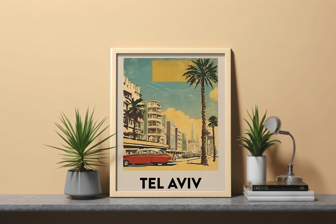 Tel Aviv Vintage Travel Poster, Mid-Century Art Print - Image 3