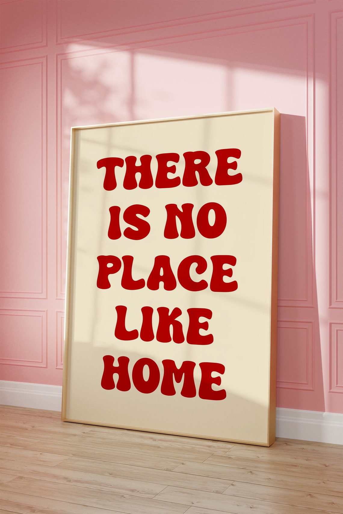 There Is No Place Like Home Red Retro Lettering Cozy Entryway Wall Art - Image 3