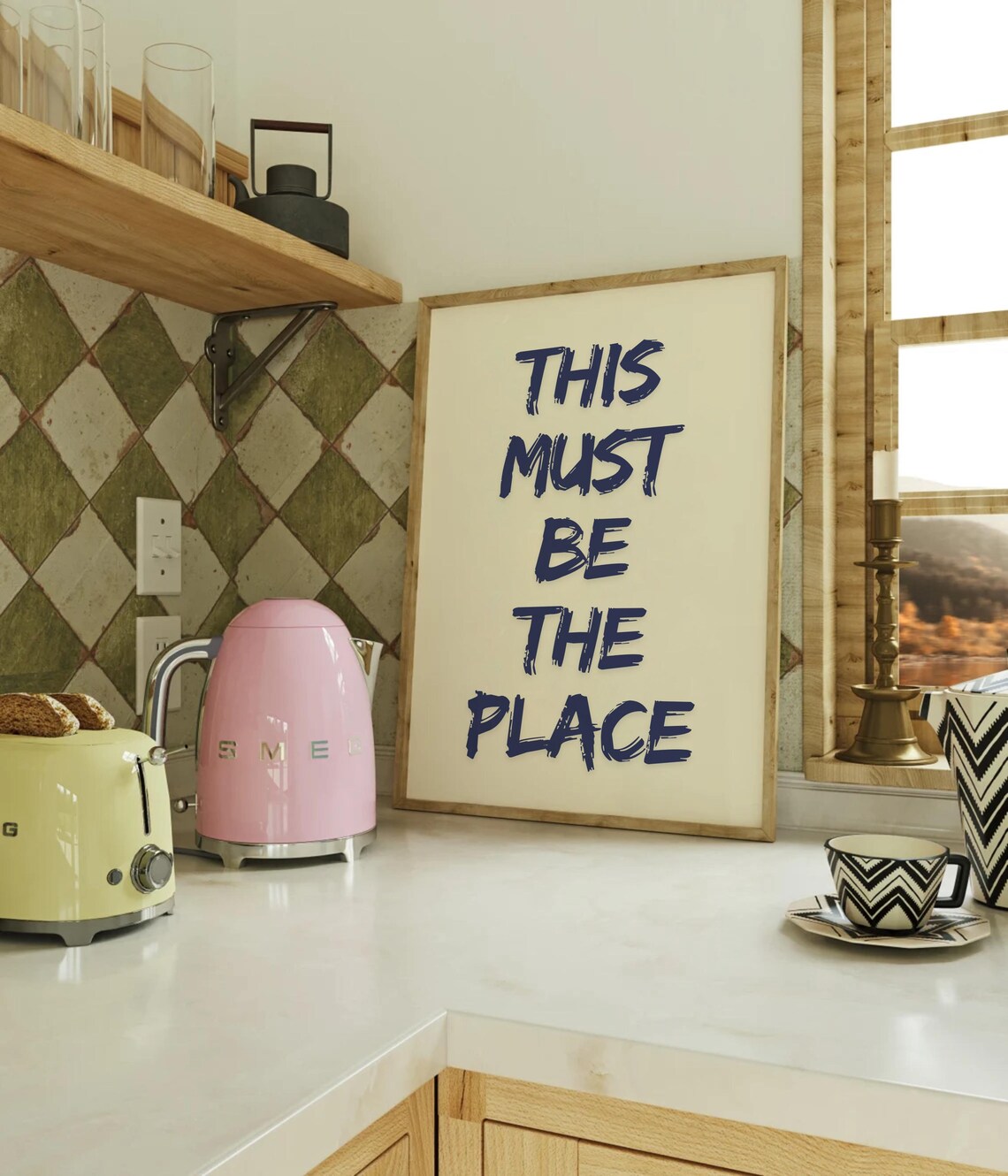 This Must Be the Place Navy Brush Lettering Minimalist Quote Poster - Image 3