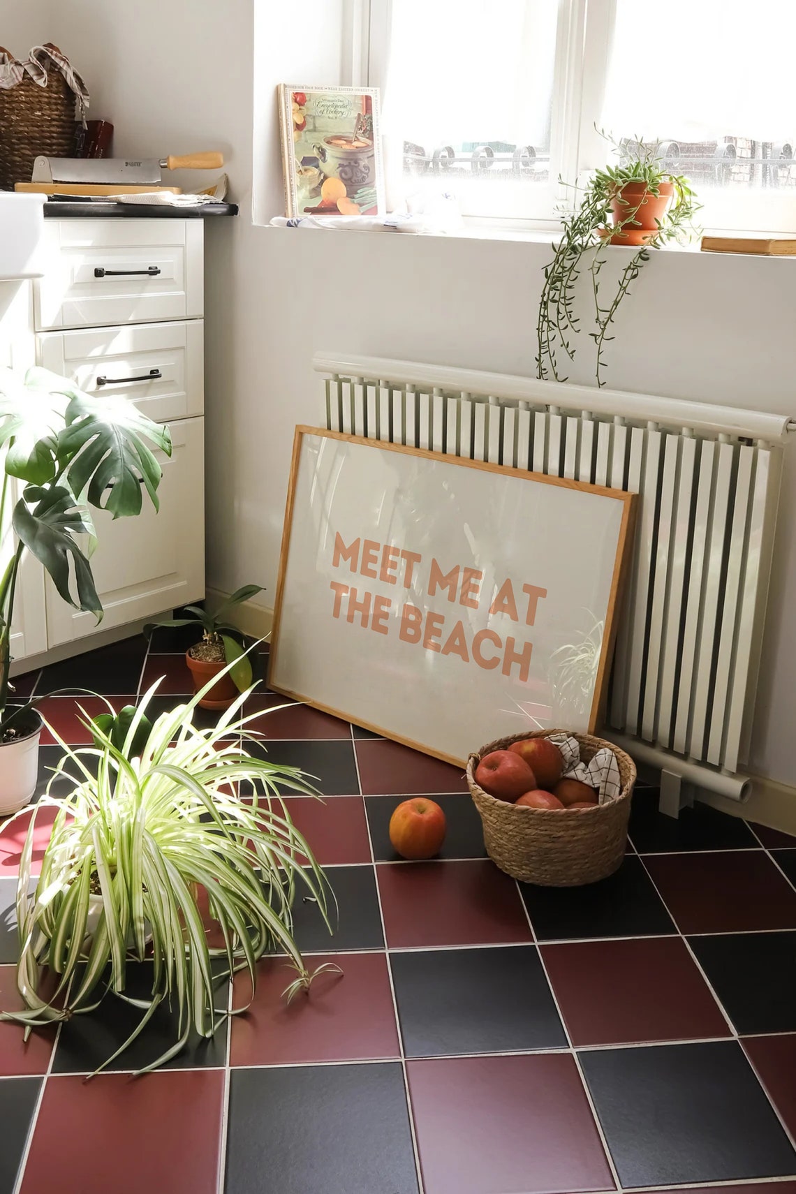Meet Me at the Beach Bold Orange Typography Coastal Wall Art - Image 4