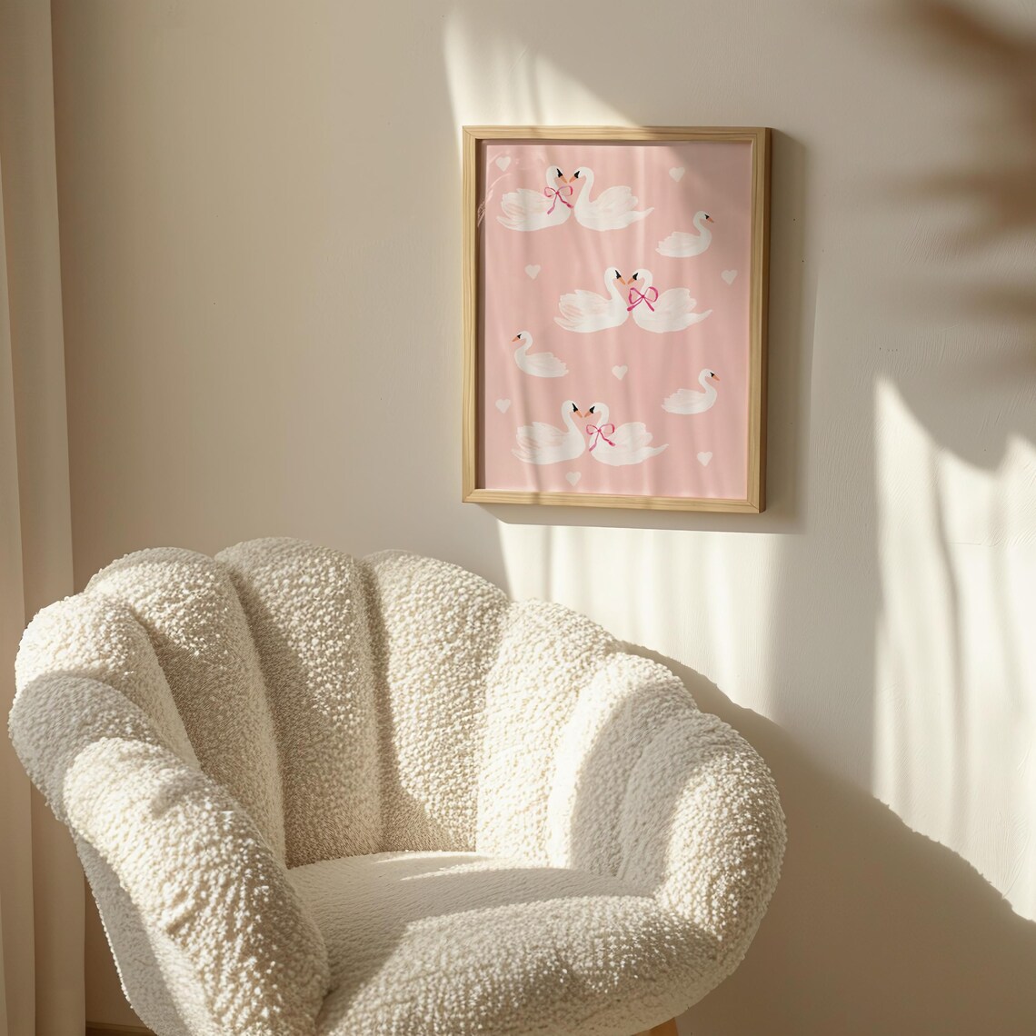 Love Birds Art Print, Cute Swan Painting - Image 4
