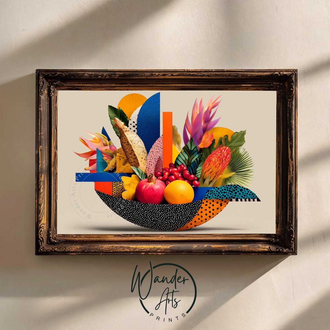 Abstract Tropical Cornucopia Modern Fruit Harvest Collage Poster