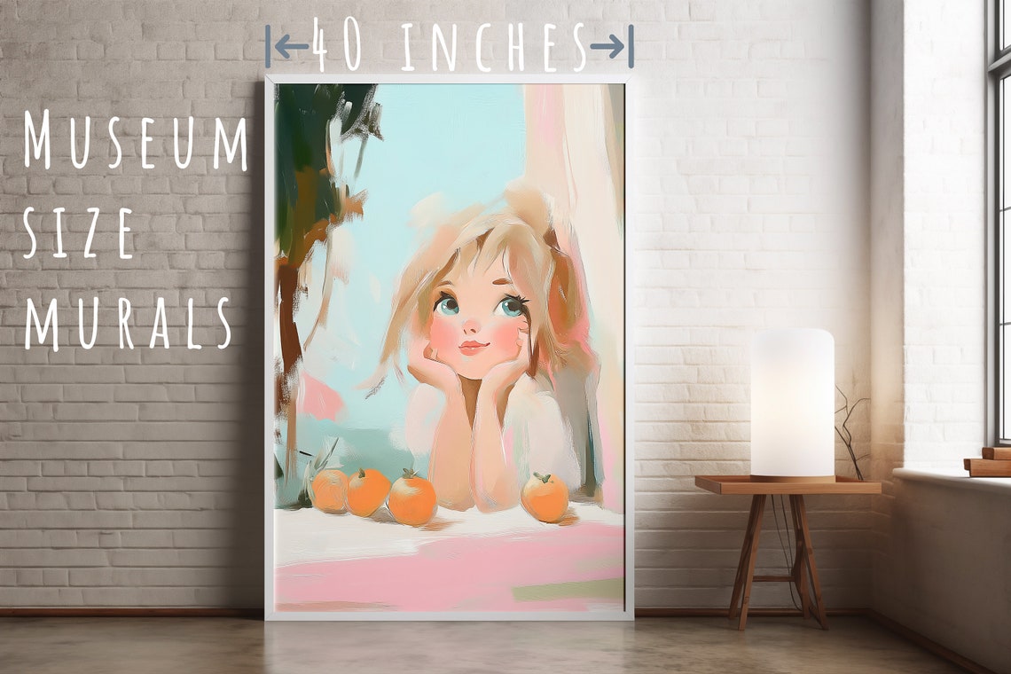 Sweet Blonde Girl With Oranges Summer Beach Daydream Art Poster - Image 5