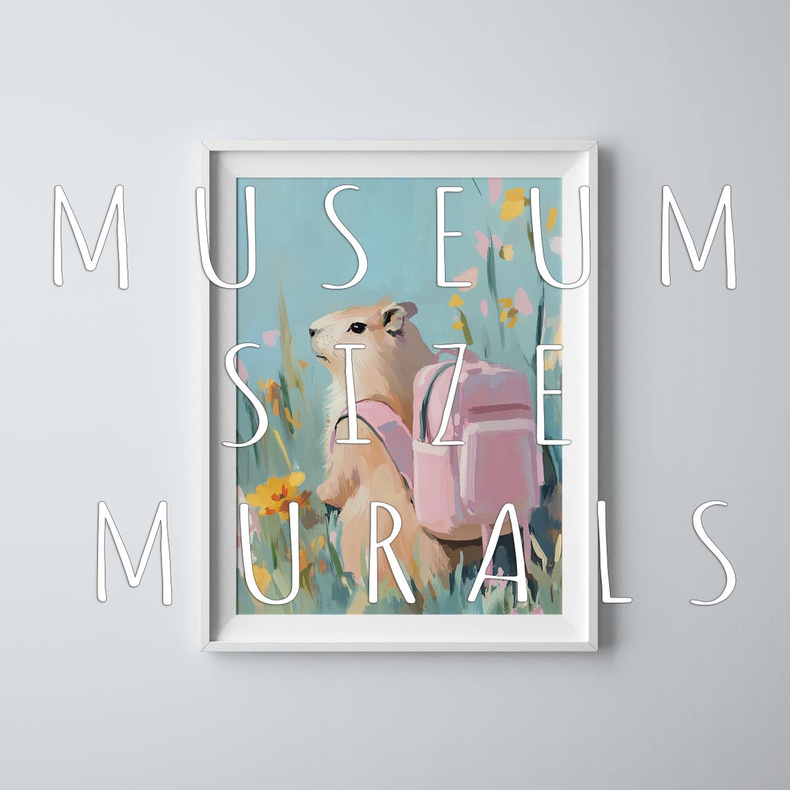 Capybara With Pink Backpack Wildflower Meadow Adventure Travel Poster - Image 3