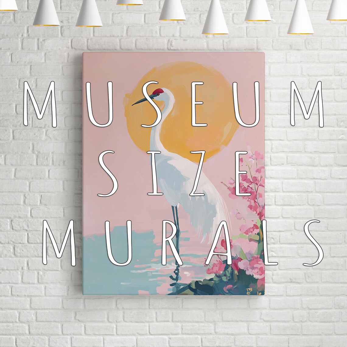 Heron Crane Japanese Decor Art Print, Japandi Style - Image 3