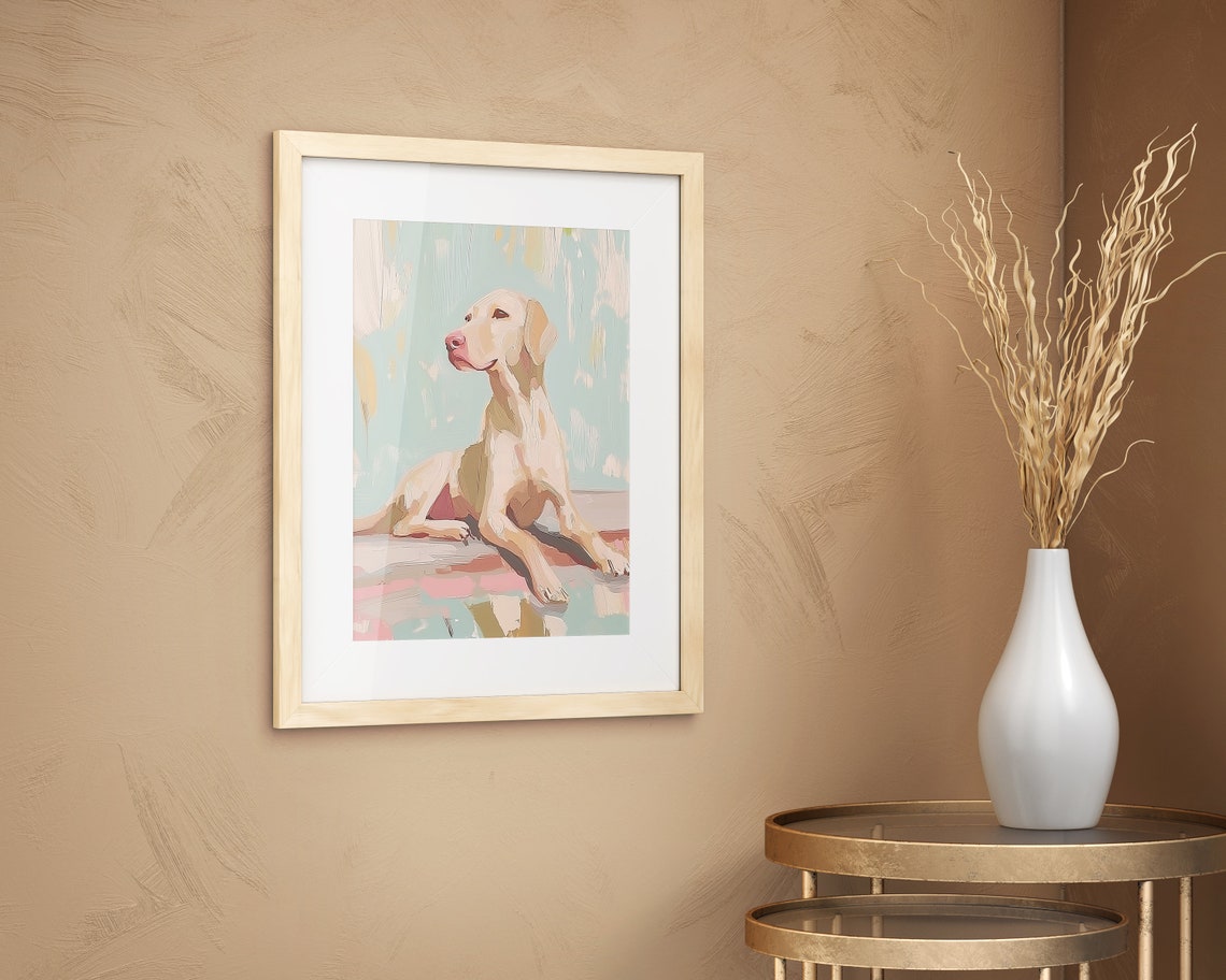 Yellow Labrador Retriever Resting Pastel Pet Portrait Dog Lover Poster - Image 2