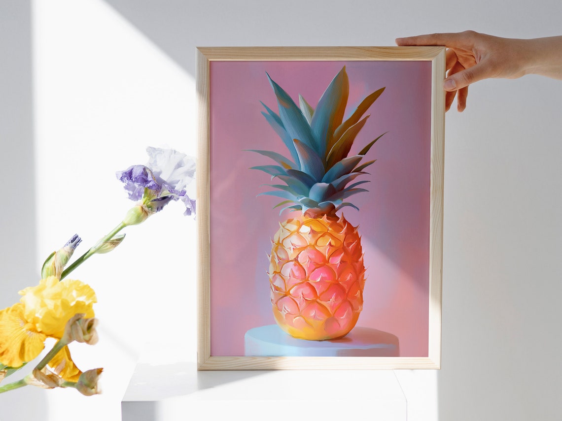 Pastel Pineapple Art Print Pineapple Artwork Pineapple Painting Watercolor Pineapple Pineapple Tropical Fruit Print - Image 4