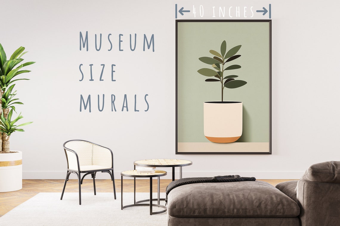 Minimalist Houseplant Cream Pot Sage Green Simple Wall Art Print - Image 5