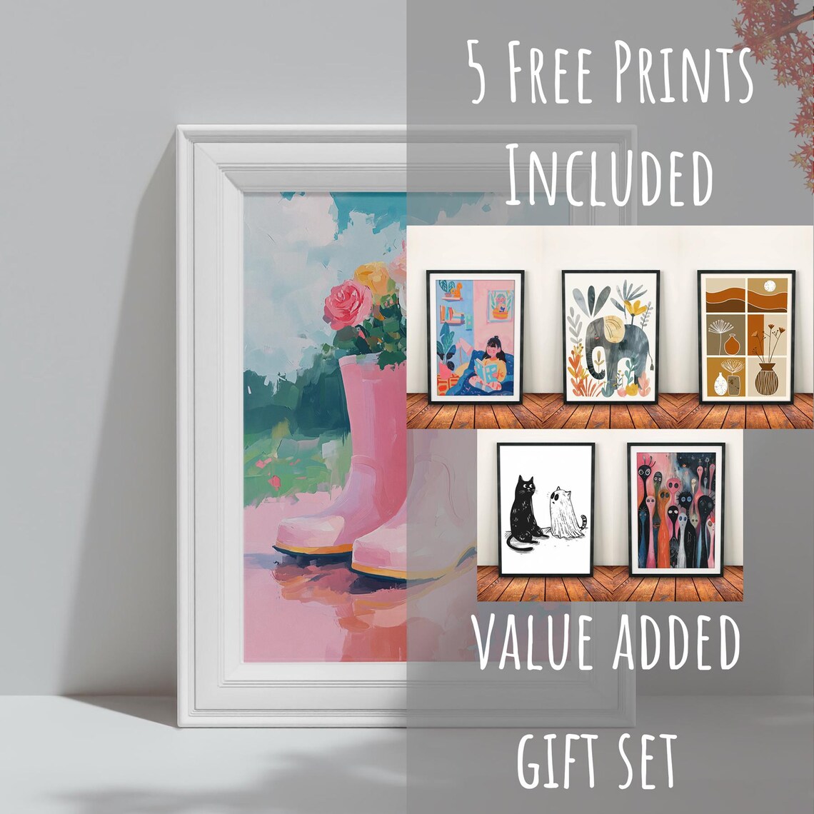 Pink Rain Boots Filled With Roses Cottage Garden Flower Art Poster - Image 3
