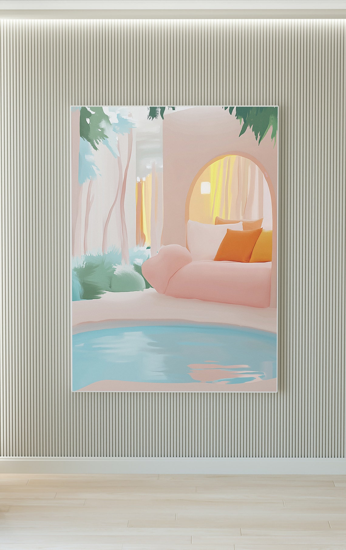 Pastel Pool Living Room Dreamy Living Room Teenage Room Decor Dreamy Aesthetic Quirky Illustration Gouache Painting Dopamine Decor - Image 4
